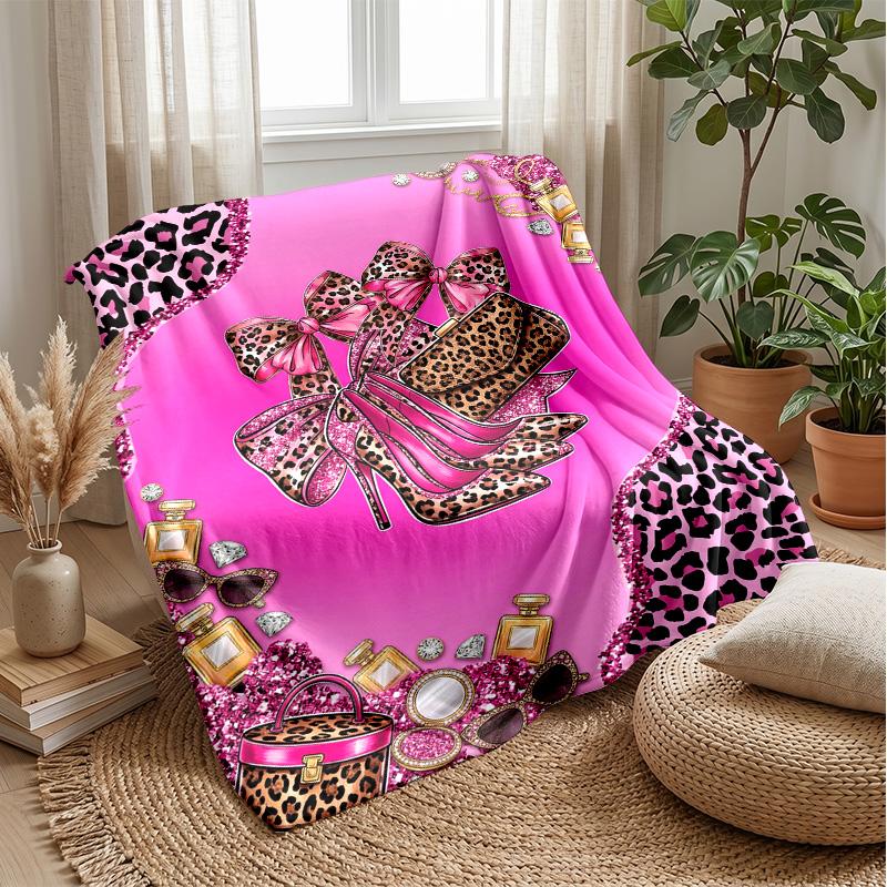 Leopard Print Elegance 2 Theme Blanket Lightweight Warm Flannel Blanket Decorative Throw Blanket for Home Decoration