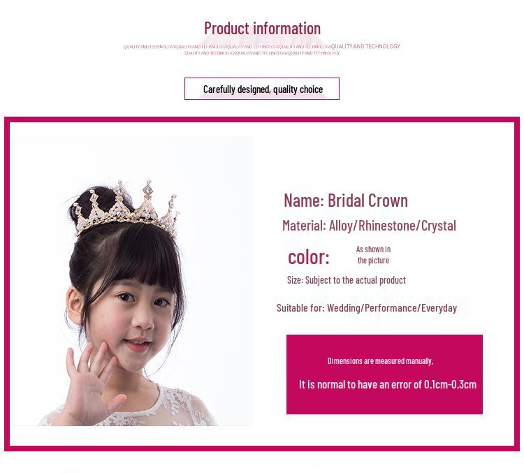 Korean Princess Crystal Headband: Children's Alloy Crown for Birthdays and Performances