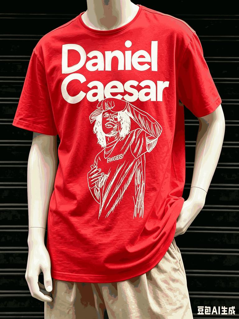 T-shirt Oversize Stampata Daniel Caesar Cotone Premium Delicato sulla Pelle Girocollo Manica Corta Top Unisex Comodo Prodotto Caldo