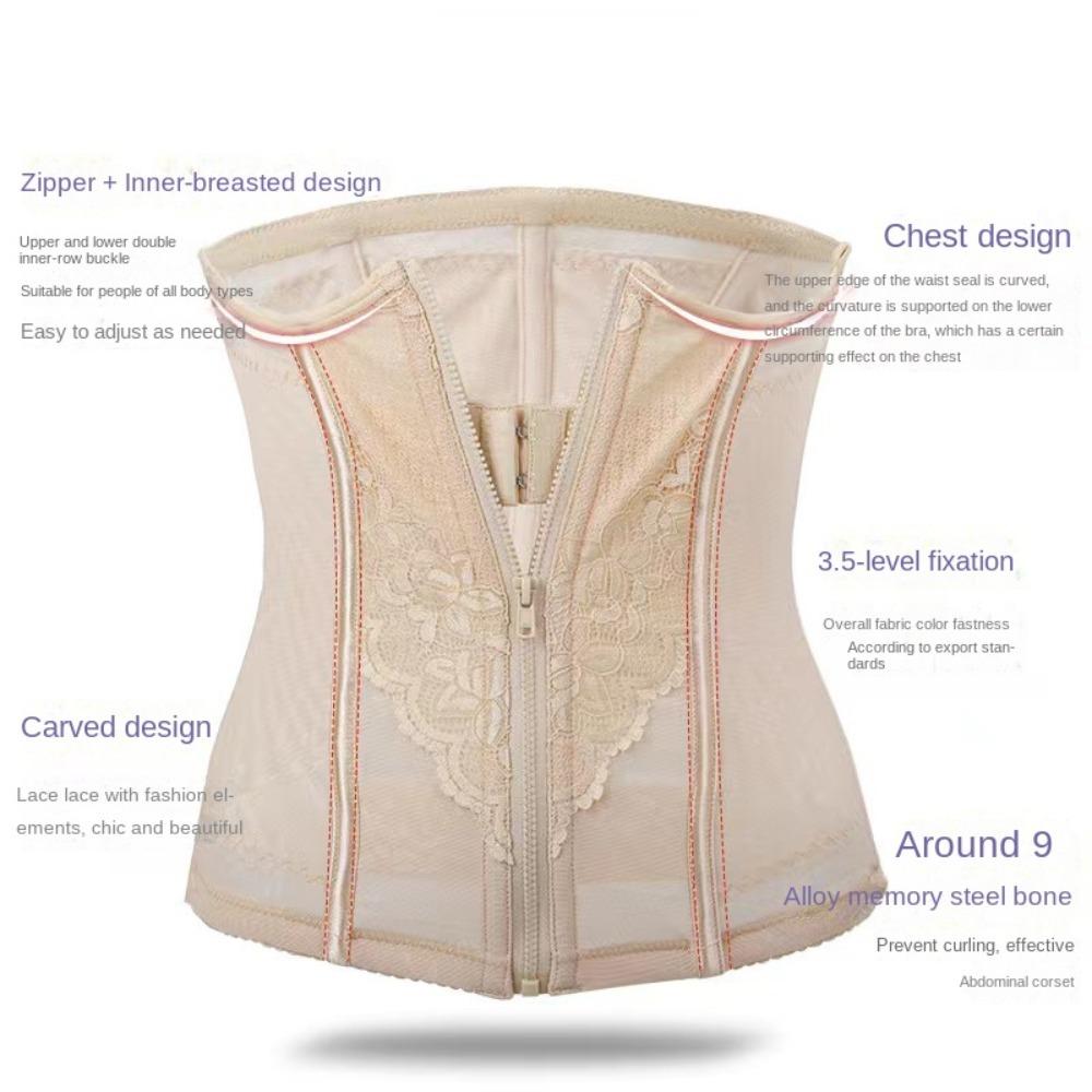 9 Steel Bones Waist Trainer Shapewear Zipper Girdle Body Shaper Tummy Control Shapewear  Streetwear