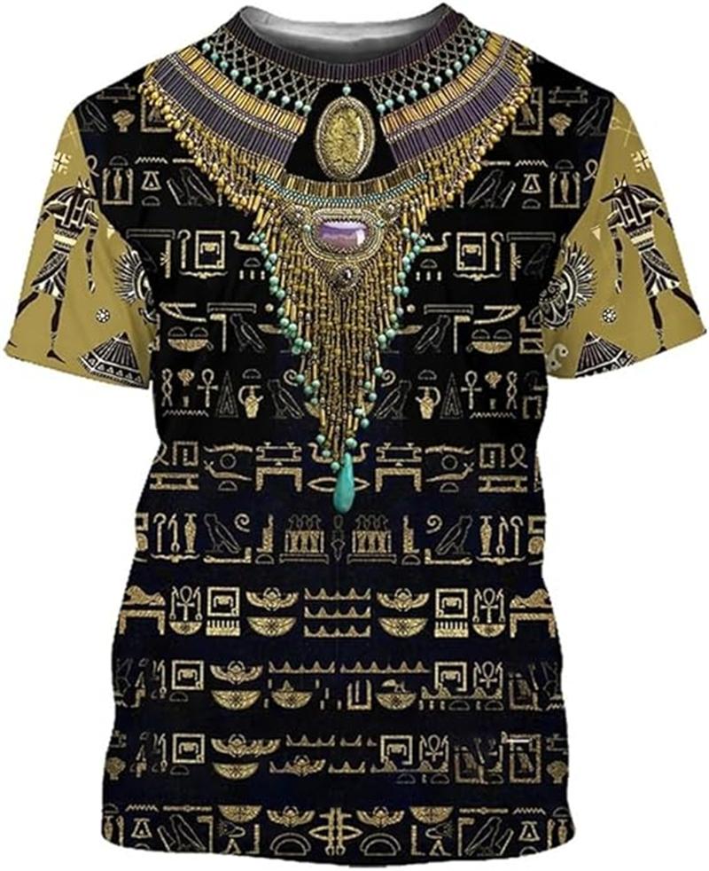 Vintage Altes Ägypten 3D Gedrucktes T-Shirt Herren Damen Sommer Lässig Kurzarm T-Shirts Mode Straße Rundhals Tee Tops