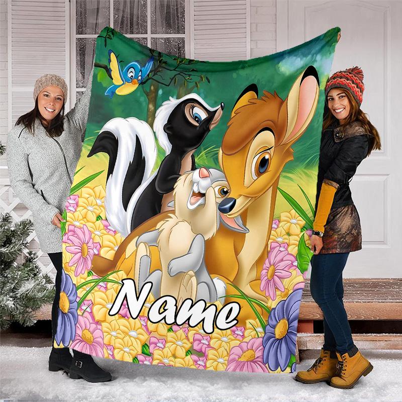 Customizable Bambi Throw Blanket – Personalized Name, All-Season Cozy Snug Blanket, Machine Washable, Personalized Blanket