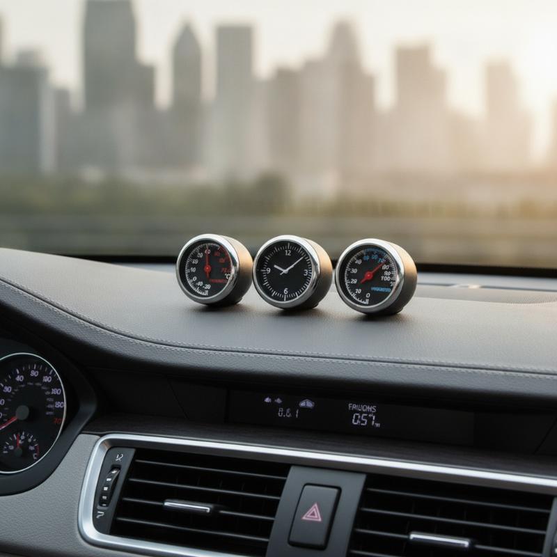 Mini Car Digital Clock Auto Thermometer Hygrometer Anti-slip Base Stable Automotive Accessory for Bumpy Road Driving