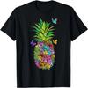 Tropical Flowers & Butterflies Pineapple T-Shirt Gift