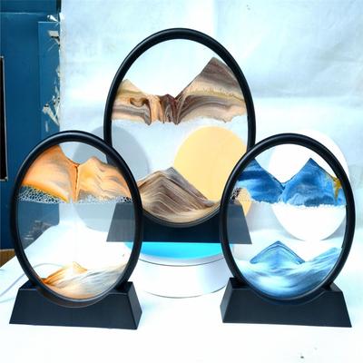 Creative 3D Hourglass with Shelf Deep Sea Sandscape Quicksand Painting Moving Sand Art Picture Home Decor Desk