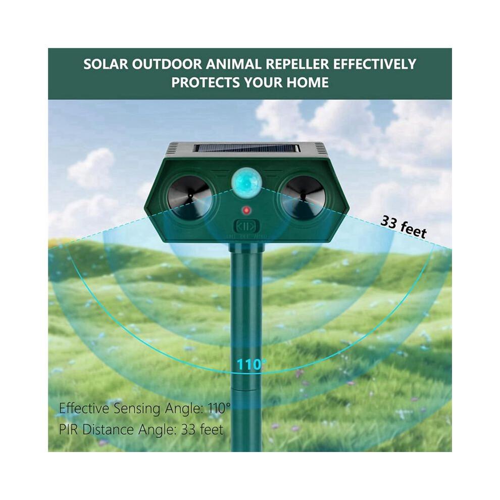 2024 Ultrasonic Animal Repellent, 1-Pack Solar Outdoor Deer Repeller with Motion Sensor, Deters Cats, Squirrels, Rabbits