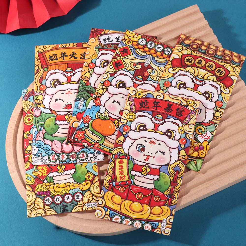 12Pcs Glitter Chinese New Year Red Envelope Solid Red Packet Cartoon HongBao  Kids