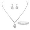 Bridal Party Jewelry Set With Zircon Water Drop Necklace Earrings And Bracelet For Weddings