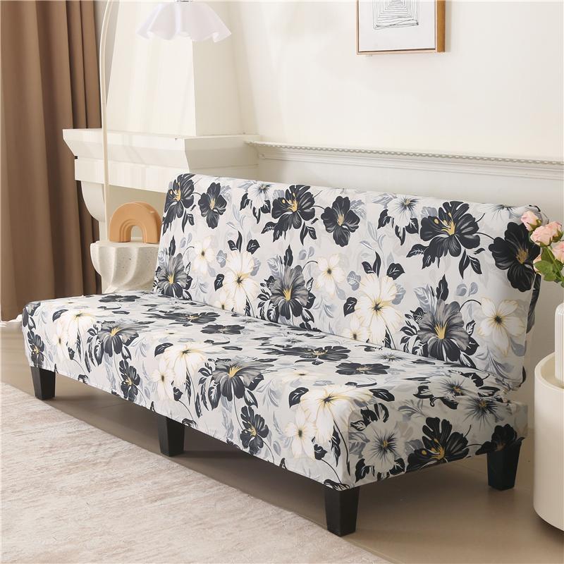 Armless Futon Cover Stretch Sofa Bed Cover Protector High Spandex Elastic Futon Slipcover With Elastic Bottom Machine Washable
