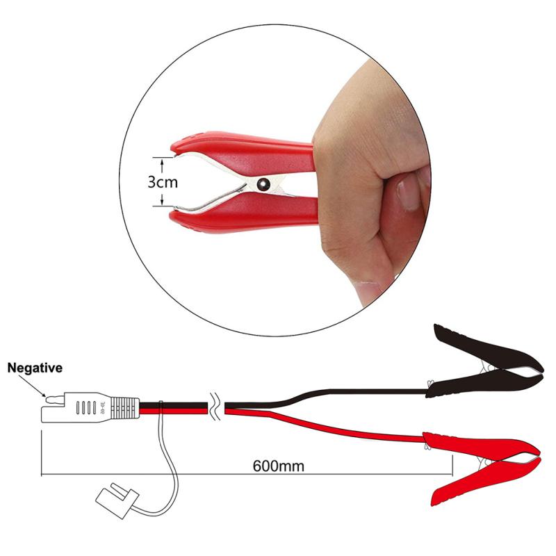 60cm 16awg SAE do klipsa Kabel Car Quick Connector Ładowarka Alligator-Clip Line Power Charging