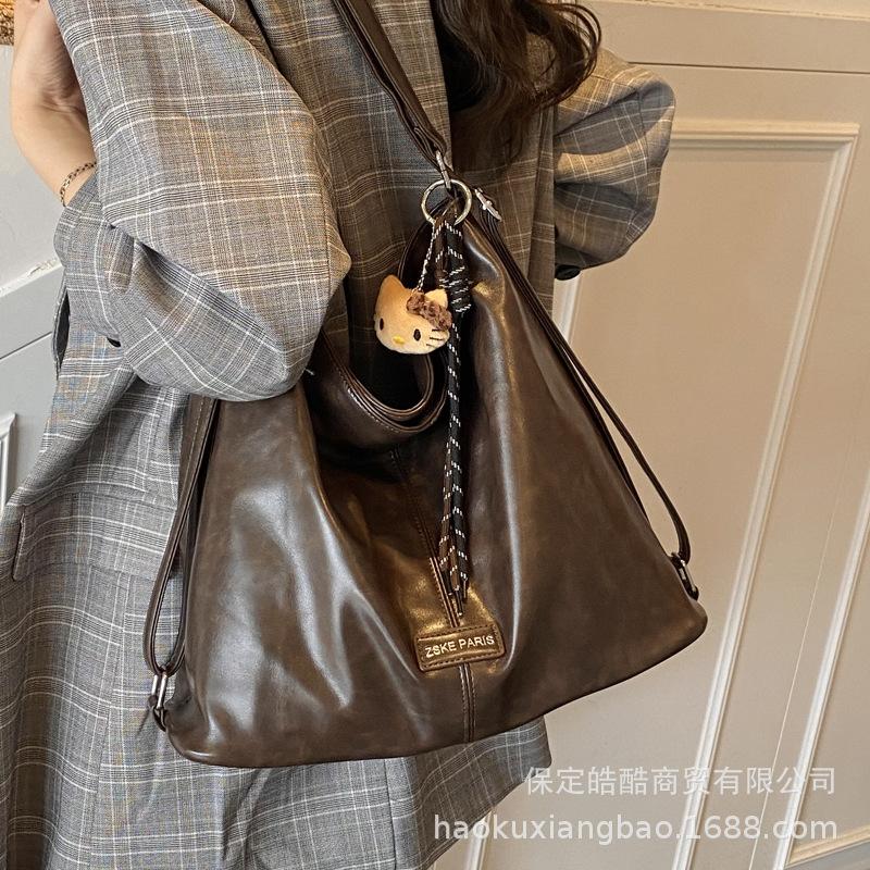 Tote Bag Women's Large Capacity 2025 New Casual Versatile Shoulder Messenger Commuter Bag Multi-functional Niche Backpack