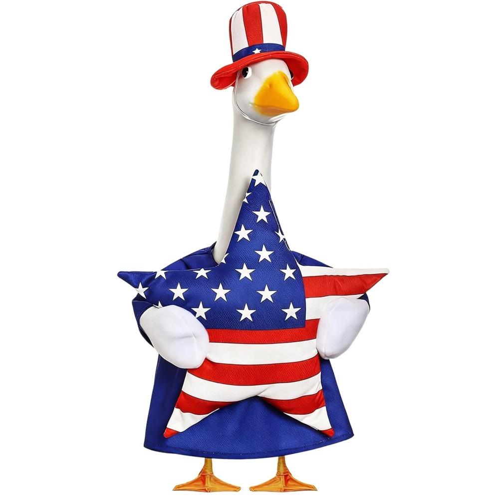Porch Goose Outfits for 23 Inch Lawn Statue, 4th of July Costume for Cement Statue,Sculpture Clothes for Garden Patio USA 250th Anniversary Decoration