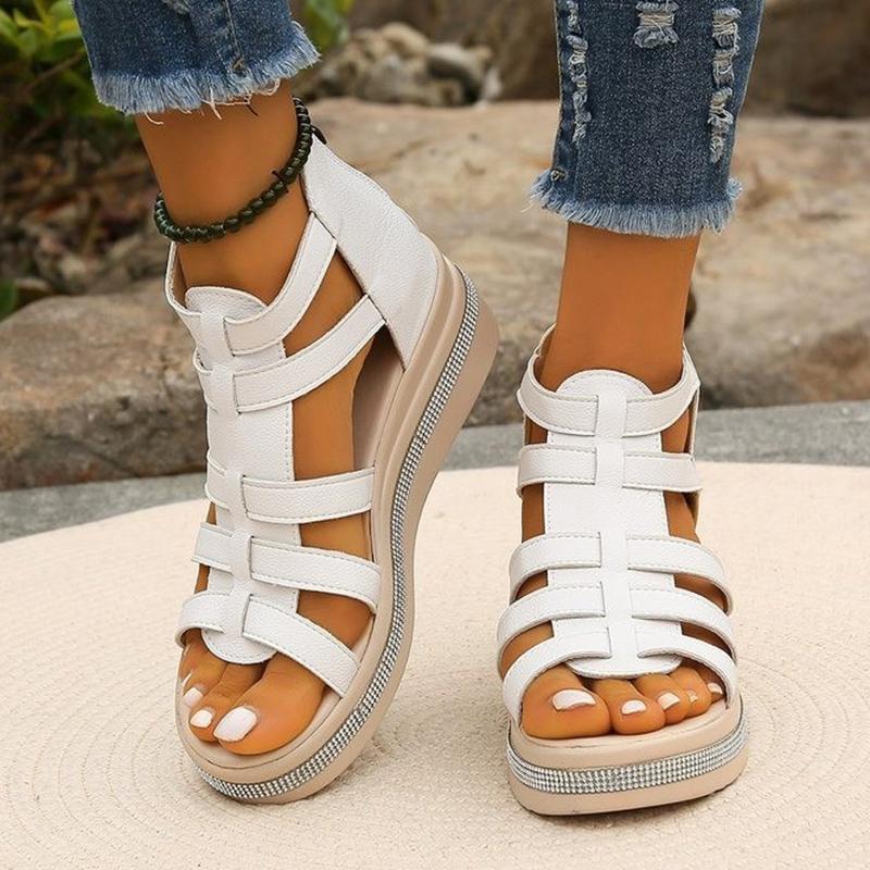 Lucyever Plus Size Wedge Rome Sandals Women 2025 Summer Cross Strap Platform Sandles Woman Cozy Thick Bottom Gladiator Sandalias