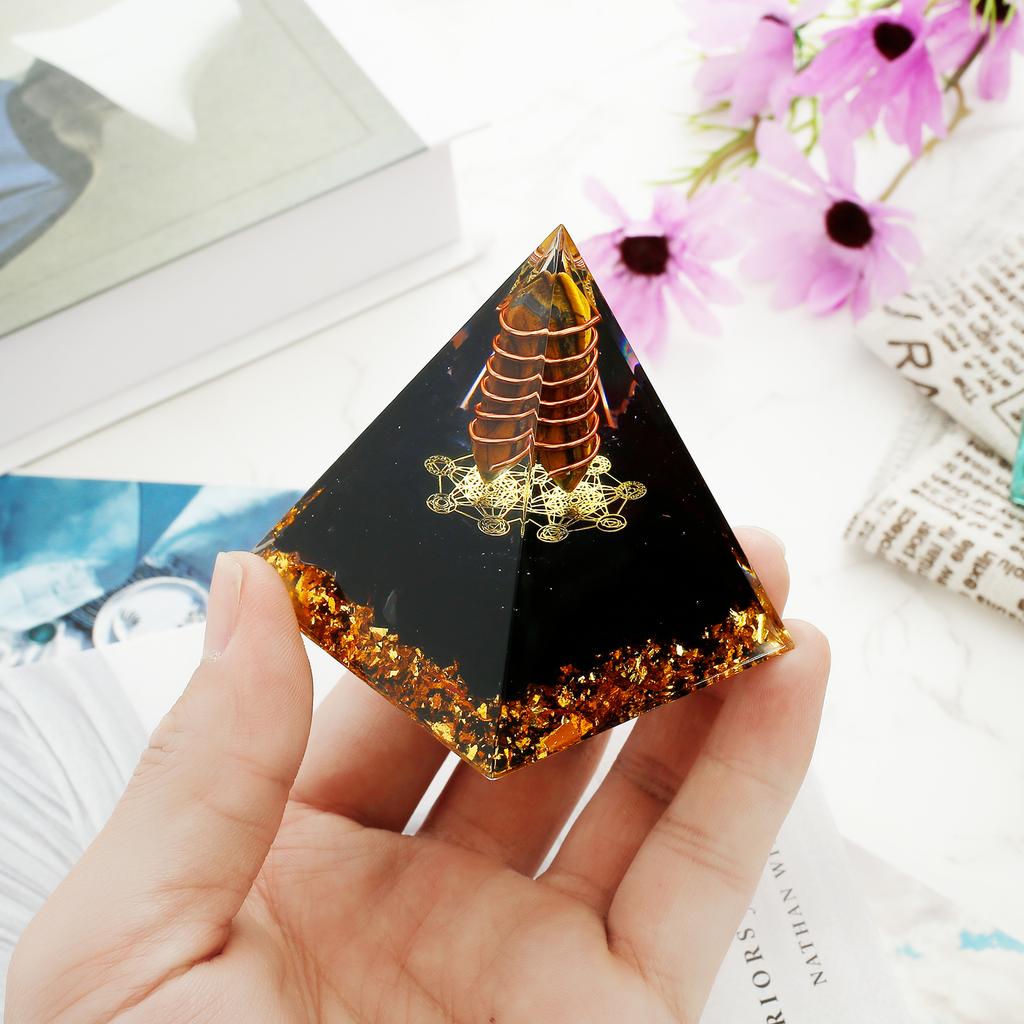 3D Crystals Pyramid Ornaments Natural Mini Pyramid Energy Stone Resin Craft Crystal Ball Xmas Kid Gift Room Medit Decor Orgonite