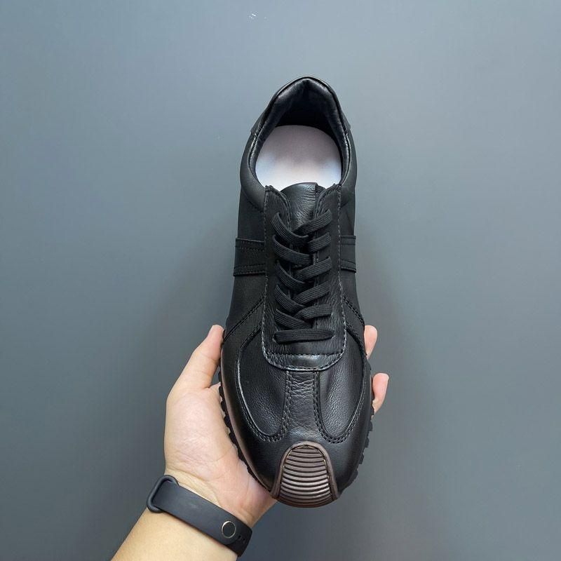 Outdoor Jogging Chunky Sneakers Men Soft Sole Walking Shoes Microfiber Leather Breathable Height Increased Platform Board Shoes