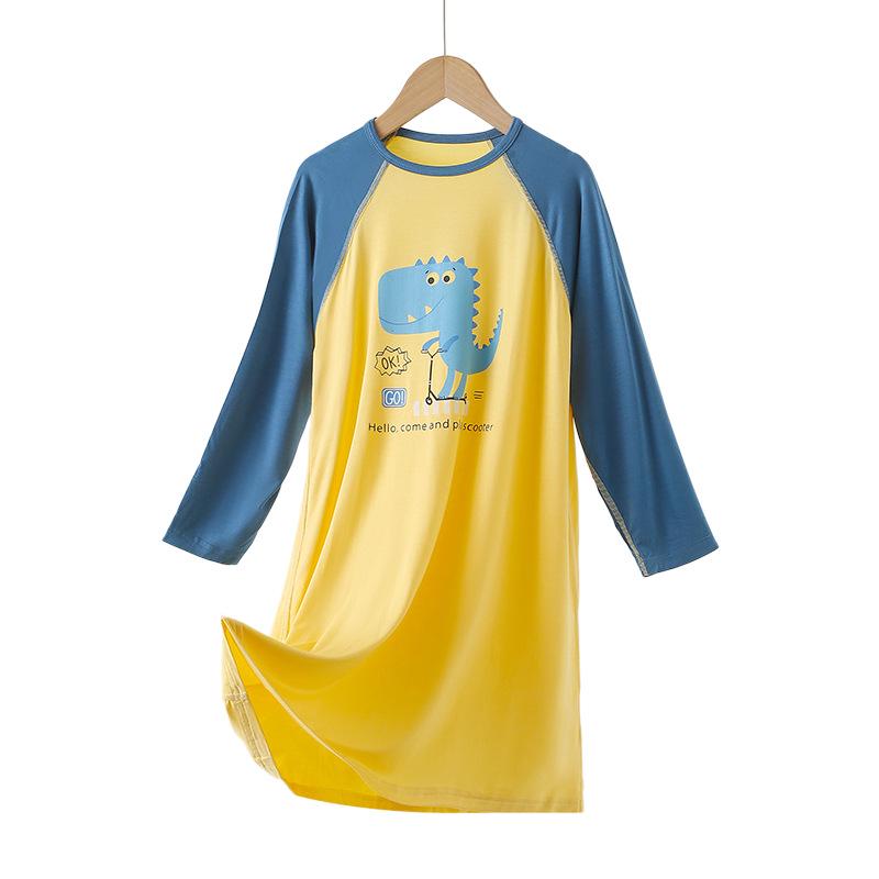 Chlapecký župan s dlouhým rukávem z modalu – Letní a jarní/podzimní noční košile pro pohodlí po obřízce