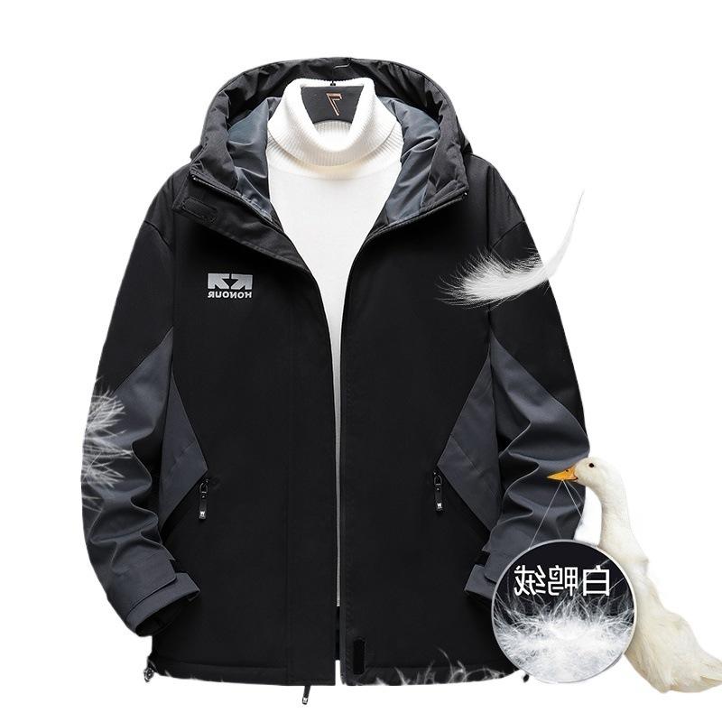 2025 Dunjakke Herre Hvit Andedun Hette Utendørs Fritid Par Arbeidsklær Fortykket Varm Løs Allsidig Jakke