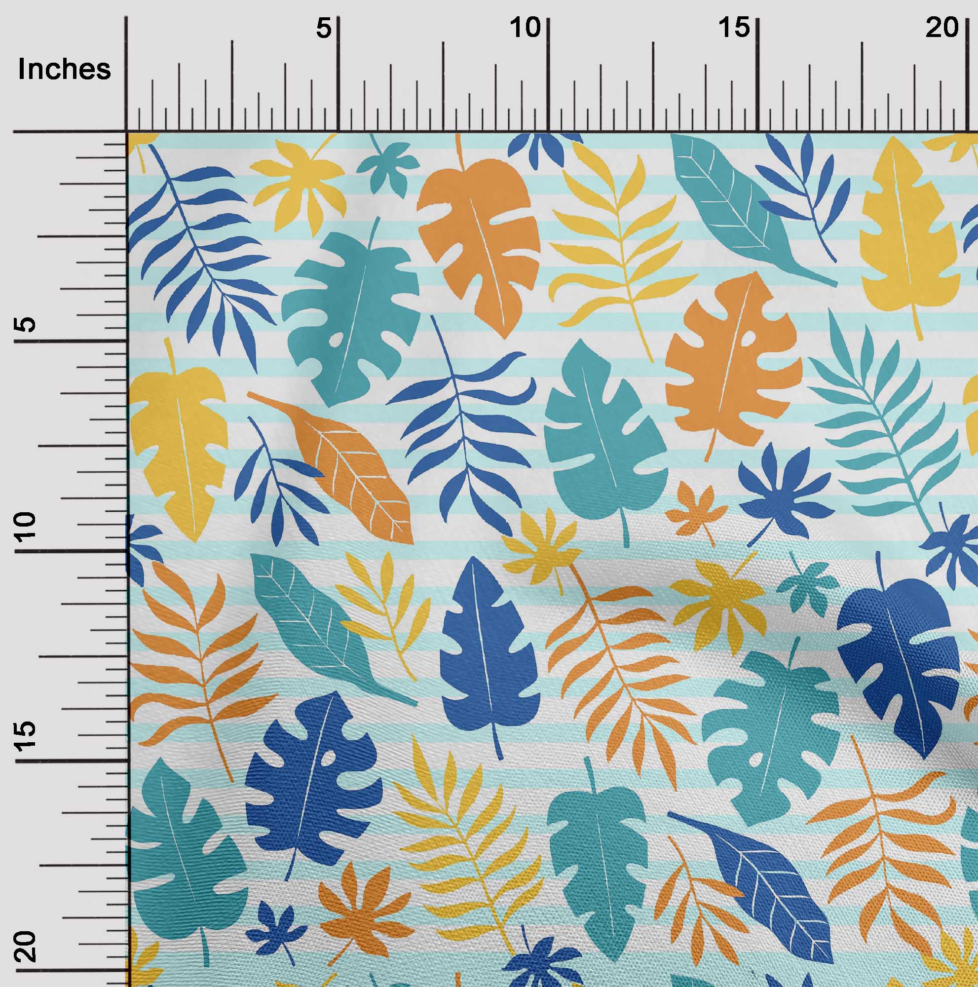 

oneOone Cotton Flex Dark Teal Green Fabric Stripe & Leaves Block Sewing Fabric By The Yard Printed Diy Clothing Sewing Supplies 40 Inch 42 Inch Wide - Viscose Chiffon чирок синього кольору