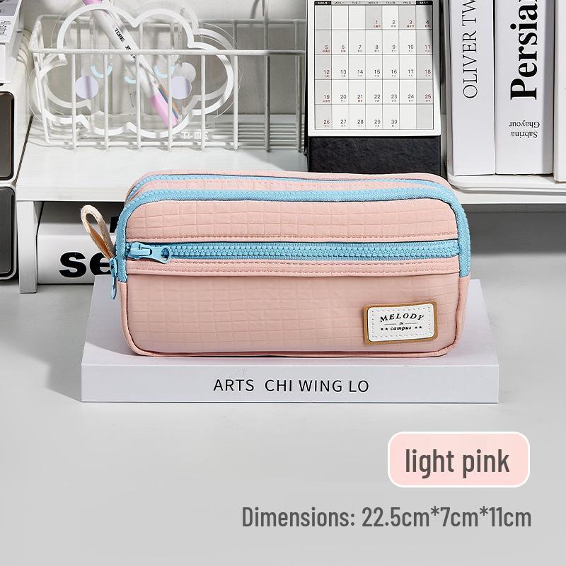 TOME Cute 3-Layer Large Capacity Pencil Case for Girls - Color Block Design