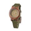 [Nafca] Watch Women's/Men's Wooden Case Leather Belt Lightweight Analog Quartz Pair Watch NFK-76100 (30-OL-GR)