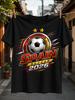 Spain Soccer 2026 Angled Metallic Football  with Red Gold Rings Speed Lines and Two Stars Graphic Unisex All TShirt