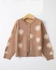 Women's Autumn-Winter Chrysanthemum Embroidered Knitted Cardigan - Casual, Simple, Fashionable, Elegant Sweater