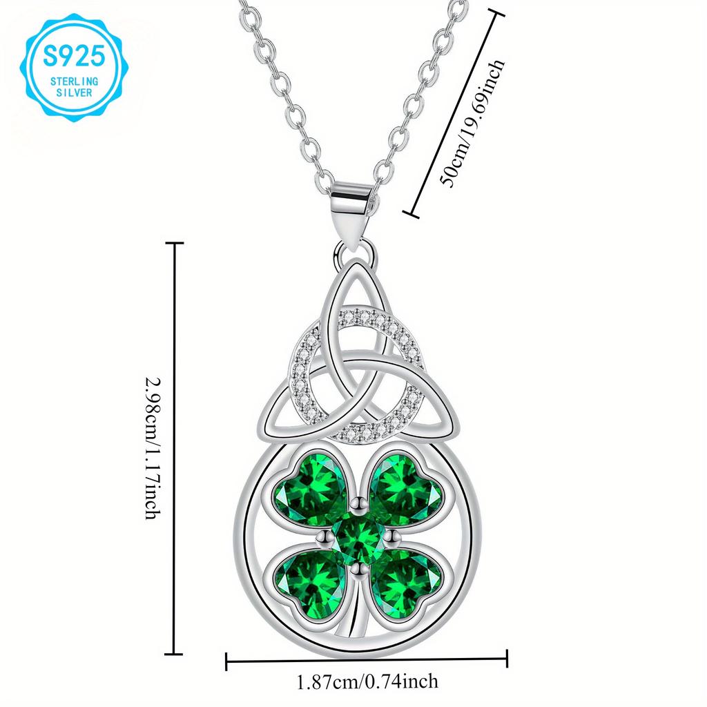 Glücksklee Halskette für Damen Keltischer Kupfer Blumenanhänger Modeschmuck