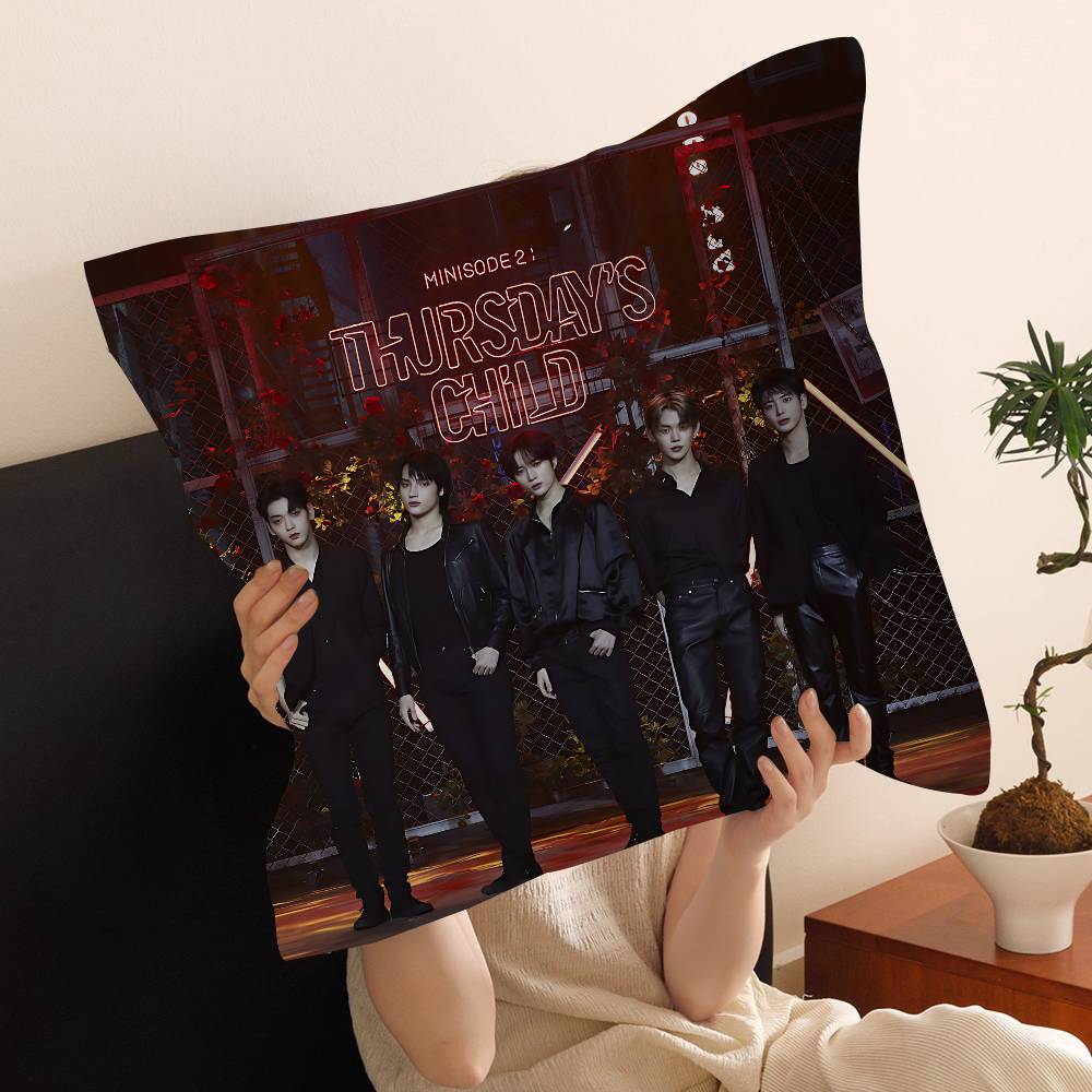 Kpop T-TOMORROW X TOGETHER TXT Cushion Cover Car Throw Pillow Case For Sofa Car Christmas Gift 40x40cm 45x45cm