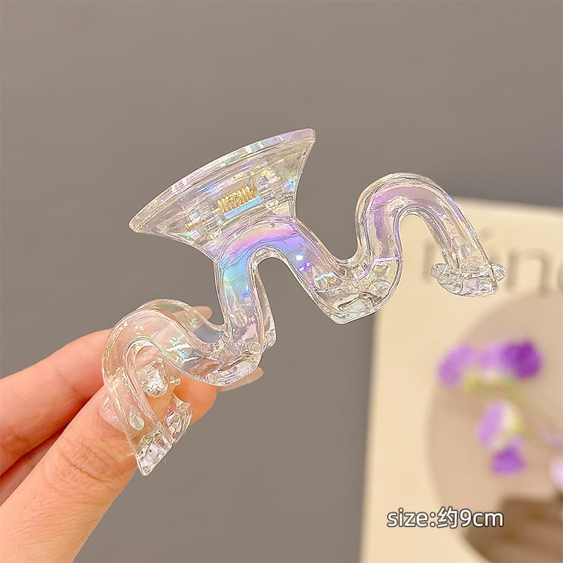 Korean Elegant Colorful Grab Hair Claws Female Large Shark Clip Hairpins for Women Headwear Party Ponytail Hair Clip Accessories