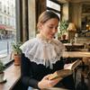 Cape Embroidered Lace Fake Collar Small high collar Double-layer Small Shawl Blouse Shoulders Decoration Wraps Doll Lapel Female