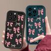 Full Screen Pink Bow Tie Phone Case iPhone 15 Pro Max 11 12 13 16 14 Plus Silicone Shockproof Case Lens Protector Shell