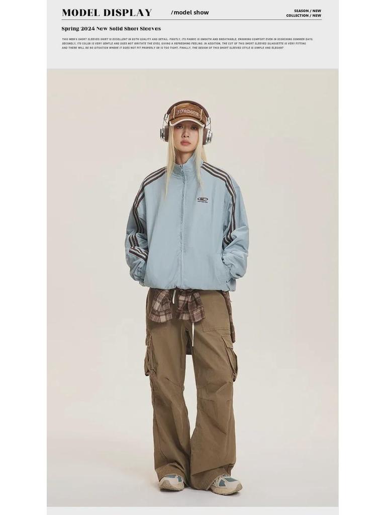 CATTEE Zweifarbige Kontrastjacke mit Stehkragen - Unisex Lässig Frühling/Herbst Lockere Passform