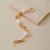 Gold Plated Mixed Chain Baroque Pearl Bracelet