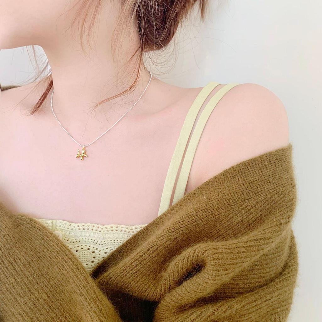 Náhrdelník s príveskom balónového psa z rýdzeho striebra S925 - Dámska retiazka na kľúčnu kosť, choker šperk.