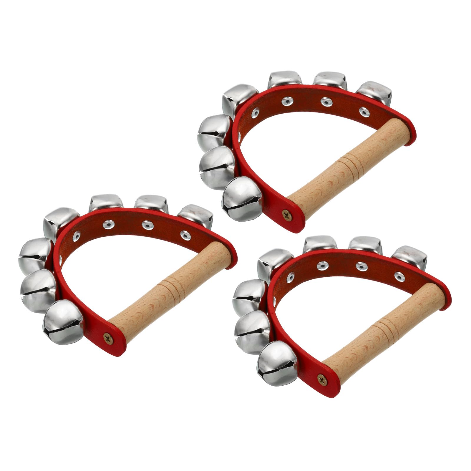 

ПАТИКЛ 3-шт. Колокольчики на ручке, Ручные браслеты-колокольчики, Деревянный ударный инструмент с 7 колокольчиками, для музыкальных занятий, вечеринок и Рождества,