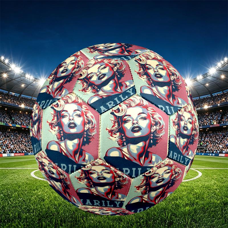 Marilyn Monroe Print Size 5 Soccer Ball, PU Wear Resistant Football for Match Training and Daily Practice, Birthday Gift for Soccer Fans