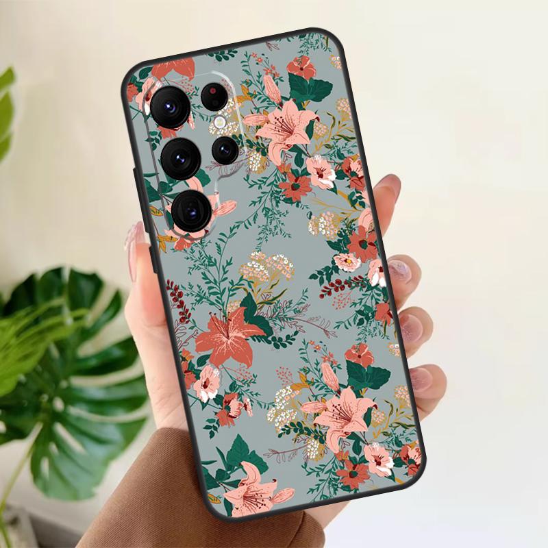 

Painting Flowers Nature Leaves Soft Case For Samsung Galaxy S25 S24 S23 S22 S21 Ultra S9 S10 Plus S23 FE S24 FE Phone Cover Galaxy S25 Plus