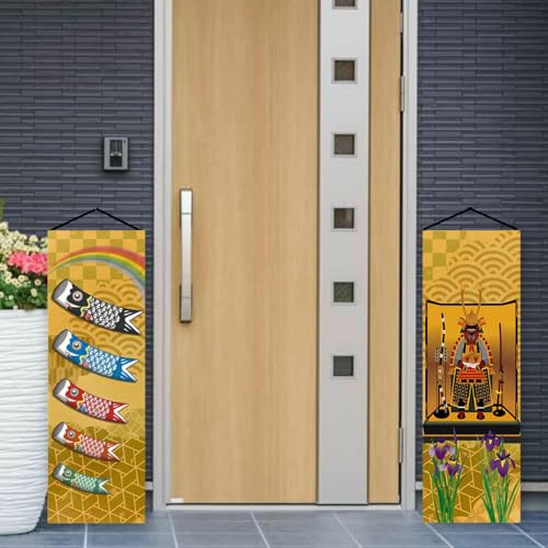 Next Design [Set of 2] Koi Nobori (Carp Streamer) Hanging Scroll Set for Boys' Day, Children's Day, and May Dolls. Tapestry, Koi Nobori (Carp Streamer