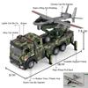 1:32 Military Drone Launch Vehicle Missile Cars Toys Diecast Model Light Music Pull Back Doors Opened Truck Boys Educational Toy
