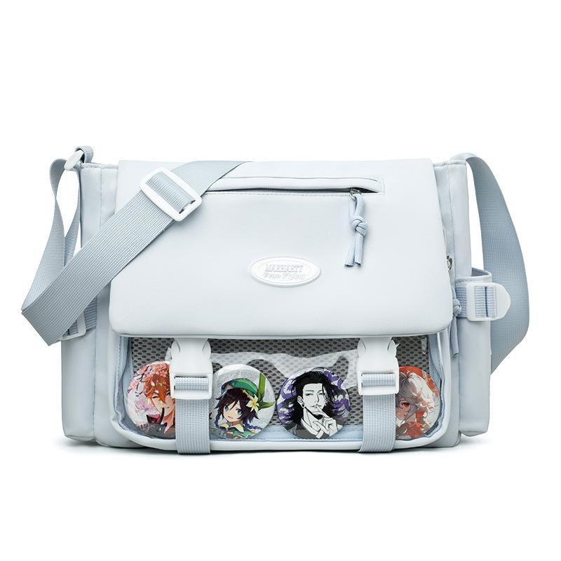 

Вместительная сумка-мессенджер в студенческом стиле, японская сумка-итабак с двухмерной девушкой, повседневная универсальная студенческая сумка через плечо для занятий, женская синий