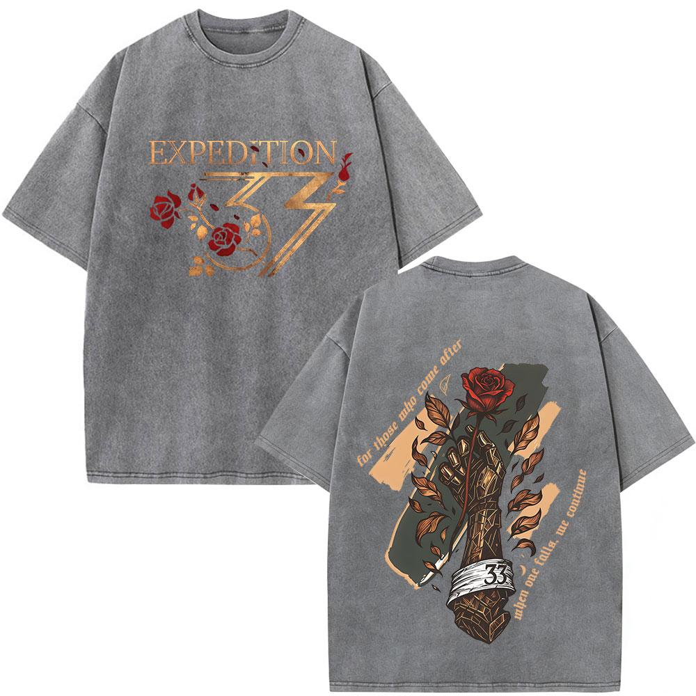 

Game Clair Obscur Expedition Vintage Washed Tshirt for Those Who Come After T Shirt Men Fashion Cotton Short Sleeve Tshirts S