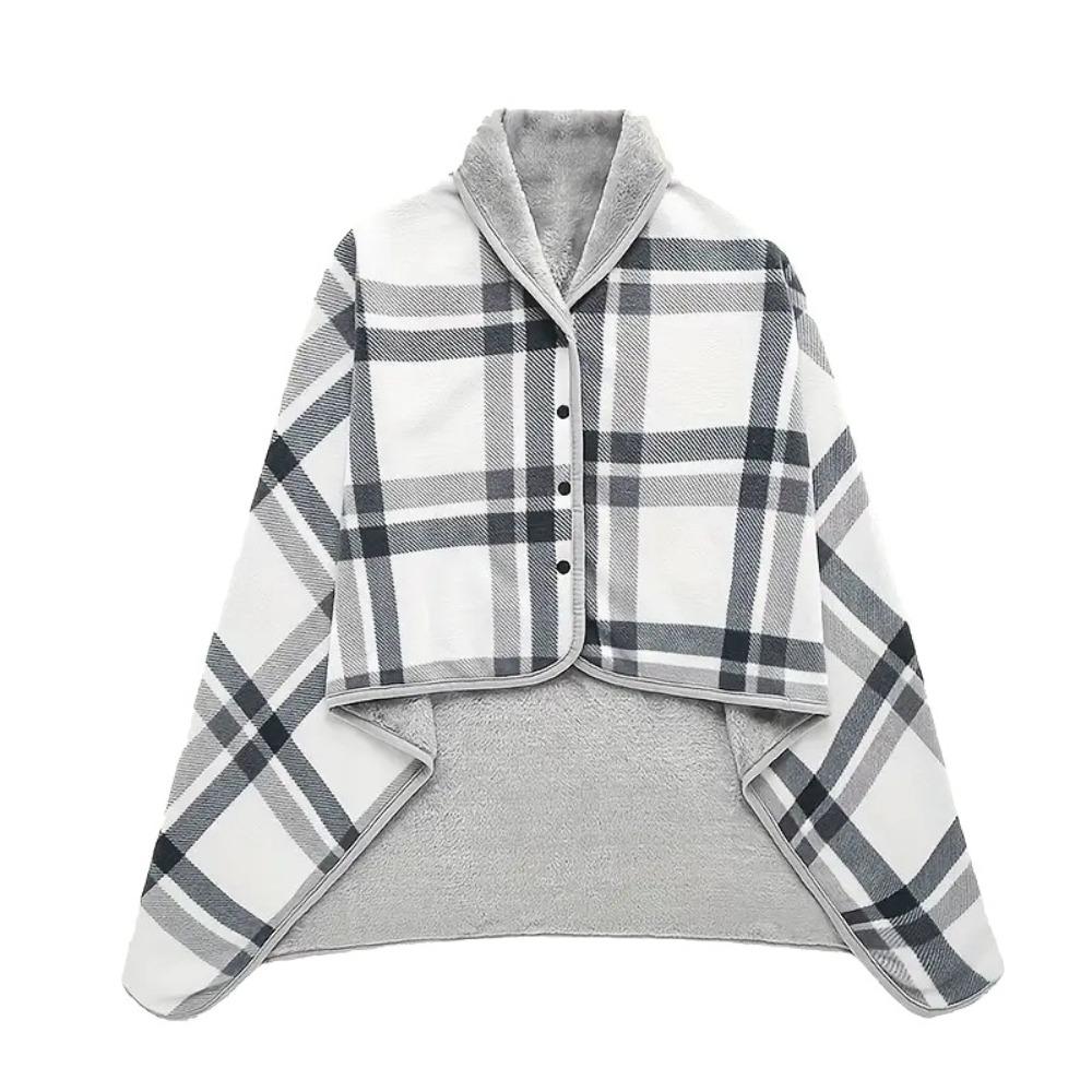 140*100cm Warm Flannel Blanket Shawl Thicken Wearable Scarf Women Retro Stripe Warm Shawl  Winter