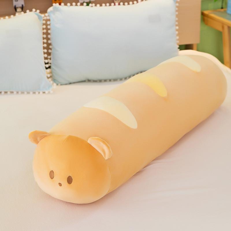 

Plush Bread Bear Long Pillow With Soft Short Plush For Bed Couch Decor 55cm