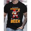 European Sizes Casual Round Neck Short Sleeve Outdoor Top Featuring a 3D Print of a Cool Santa Enjoying Beer