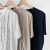 New Arrivals Open Run Women Shirring Round Neck CoTTon ShorT Sleeve T shirT