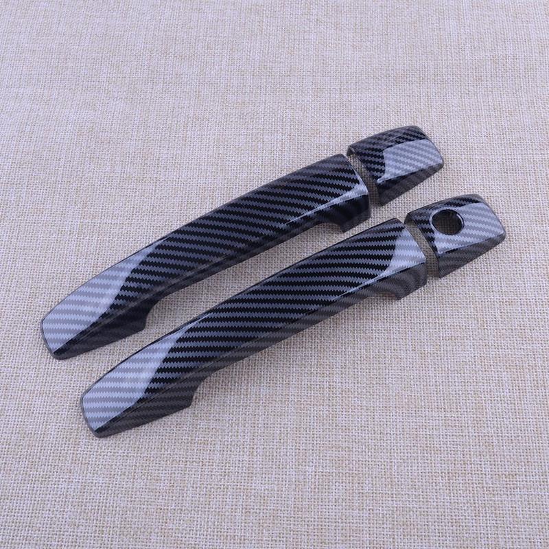 1 Set Outside Car Door Handle Cover Trim Cap Frame Fit for Subaru Forester 2009 2010 2011 2012 2013 Carbon Fiber Style Black ABS