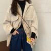 Women's Retro Corduroy Jacket - Korean Style, Loose Fit, Long-Sleeved, Perfect for Spring and Autumn.