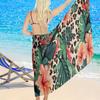 Lightweight Leopard Tropical Chiffon Beach Sarong, Versatile Semi-Sheer Towel Skirt for Women