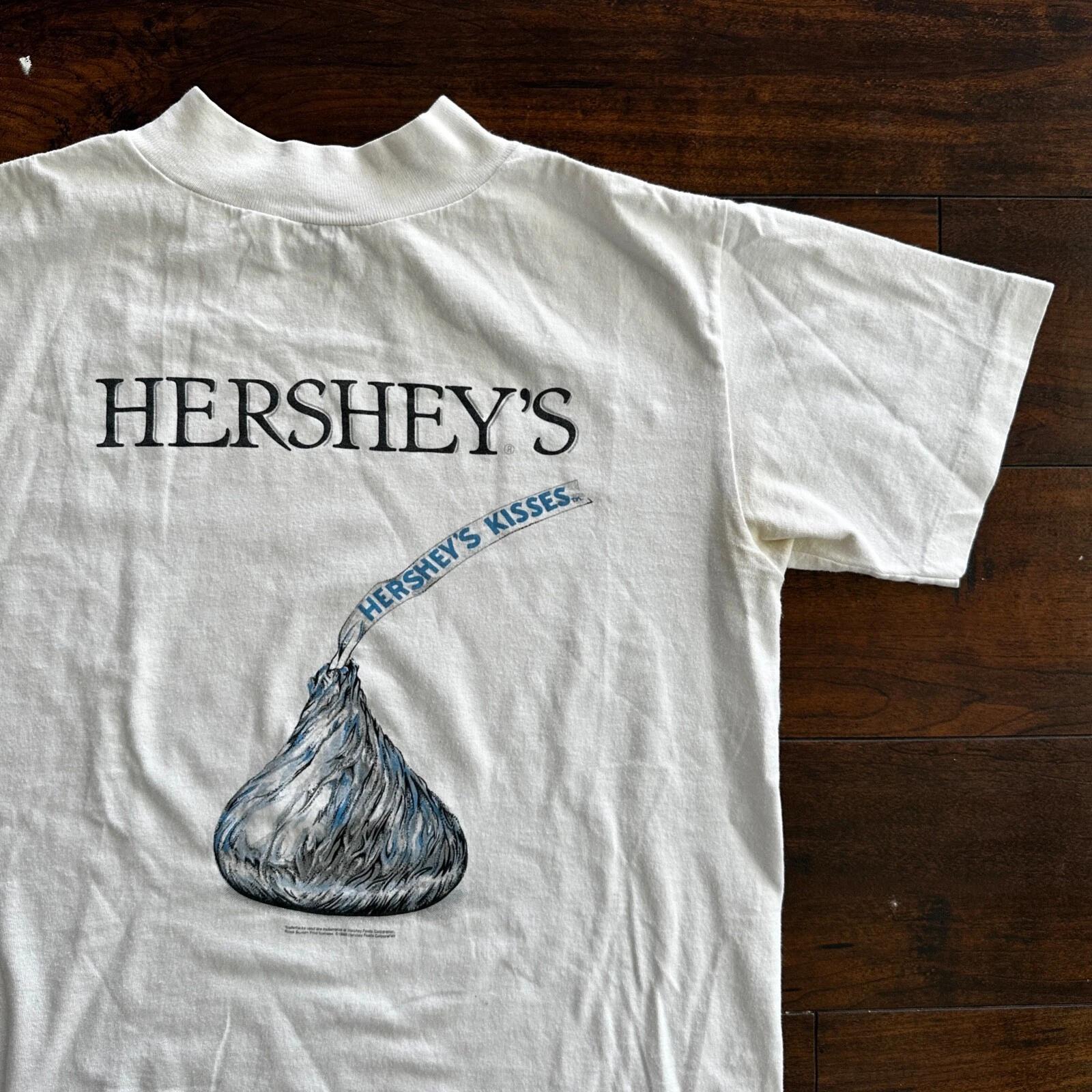 Винтажная футболка Hersheys 90-х Однострочный шов Конфета Закуска Kisses Kiss Милый Забавный 4XL