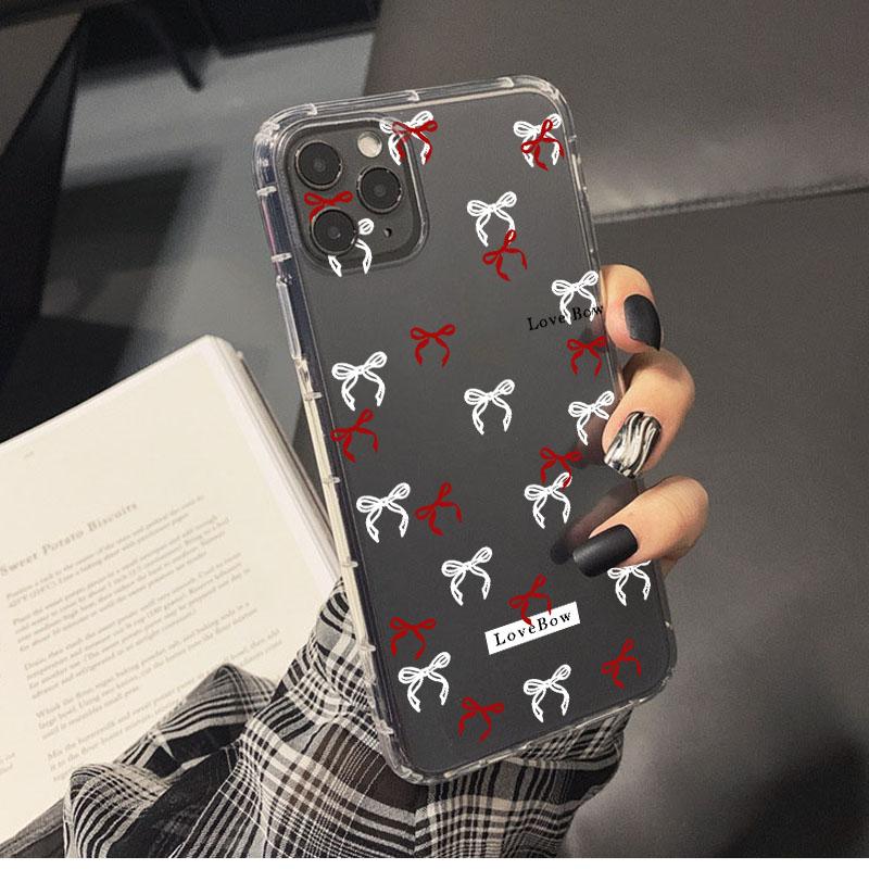 Colorful Bow Print Clear Phone Case For iPhone 15 14 13 12 11 Pro Max SE XR X XS 7 8 Plus SE 2 Transparent TPU Shockproof Cover